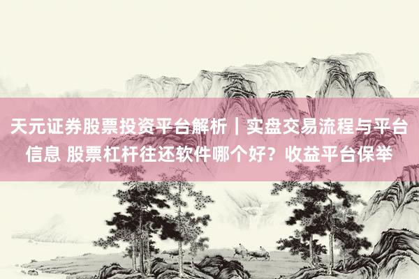 天元证券股票投资平台解析｜实盘交易流程与平台信息 股票杠杆往还软件哪个好？收益平台保举